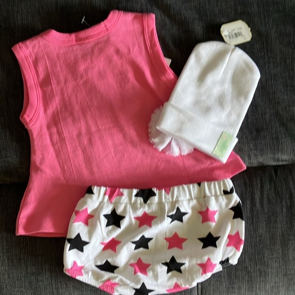 Little Mish 2 Piece Baby Swing Diaper Set, Checkered Star Size 3M AND White Hat - Picture 6 of 9